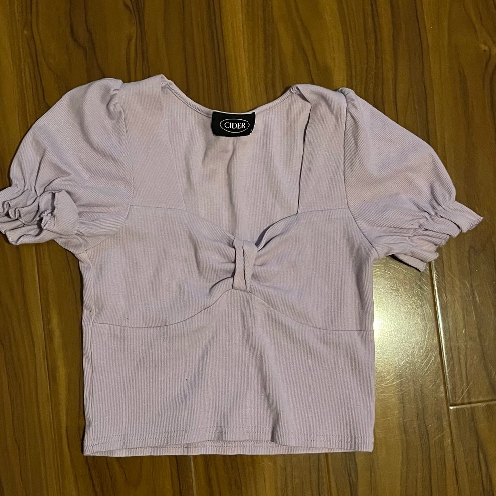 Pastel Purple Milkmaid Puff Sleeve Top Cider Small